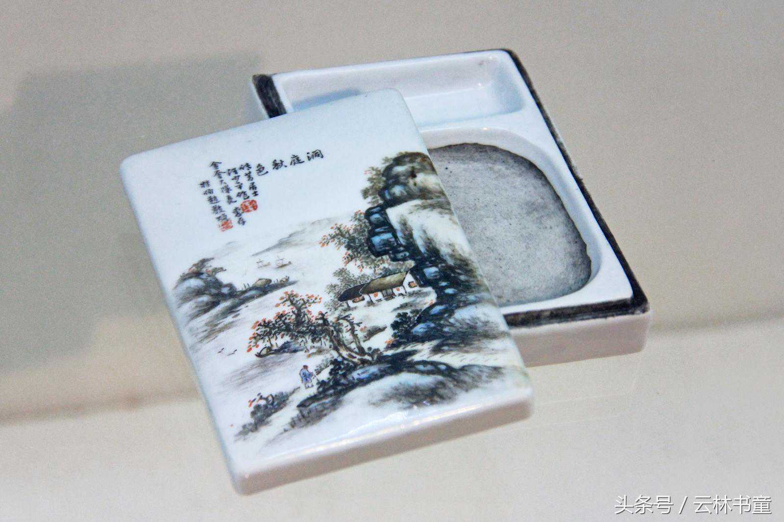粉彩山水瓷砚│由一方瓷砚品读二位风云人物背后的故事